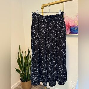 Elegant Black Maxi Skirt with White Dots